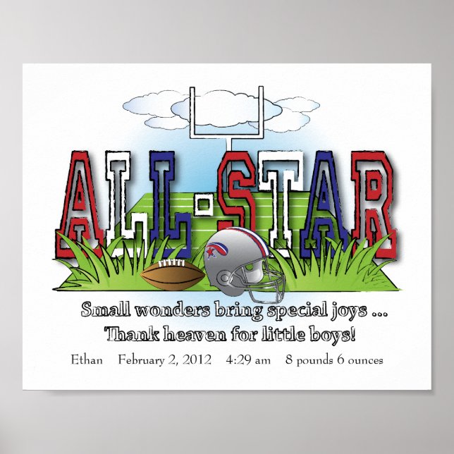 Anpassad fotboll - allt-Star Boys Room Wall Art Poster (Framsidan)
