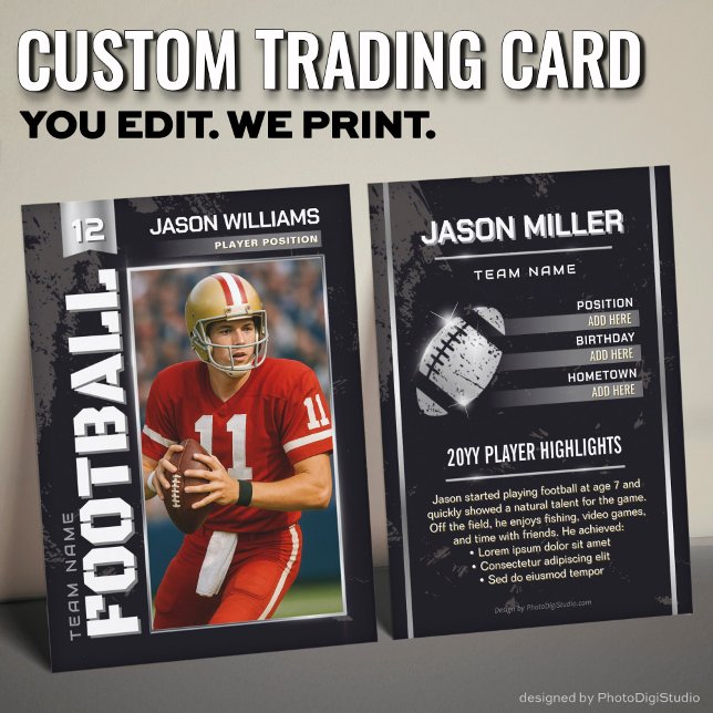 Anpassad fotbollshandelsplåt, Silver Power Player (Custom Football Trading Card, Silver Power Player Card)