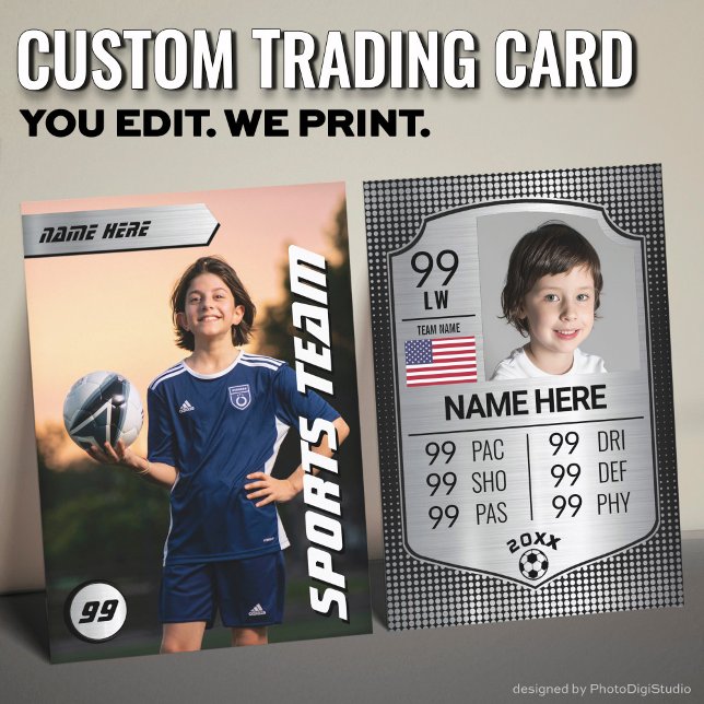 Anpassad fotbollshandelsplatta, Silver Shield-spel (Custom Soccer Trading Card, Silver Shield Player Card)