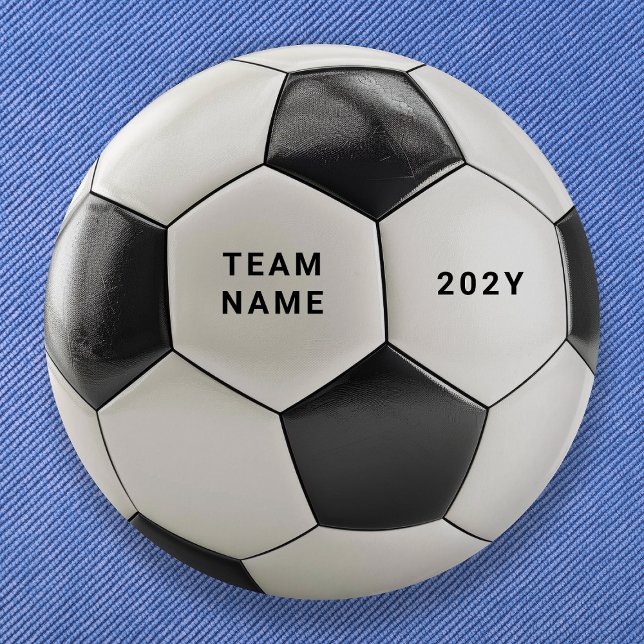 Anpassad fotbollsknapp med eget lagnamn | Fotbolls Knapp (Soccer ball design, perfect for football fans, team celebrations, birthdays & sports-themed parties!)