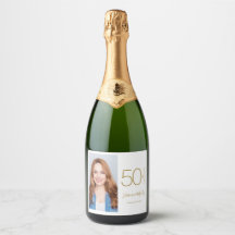 Anpassad Foto 50-årsdag Guld Vit 50& Fantastisk