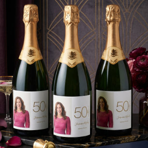 Anpassad Foto 50-årsdag Guld Vit 50& Fantastisk