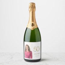 Anpassad Foto 50-årsdag Guld Vit 50& Fantastisk
