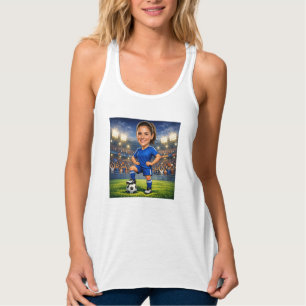 Anpassad Foto-Ansikte Fotboll/Stjärna Karikatyr Linne Med Racerback