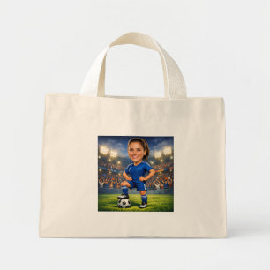 Anpassad Foto-Ansikte Fotboll Stjärna Karikatyr Mini Tygkasse