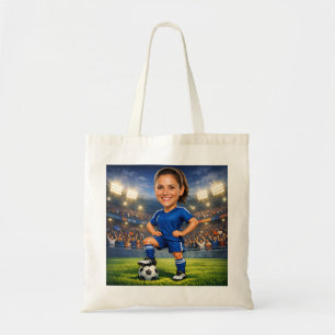 Anpassad Foto-Ansikte Fotboll Stjärna Karikatyr Tygkasse