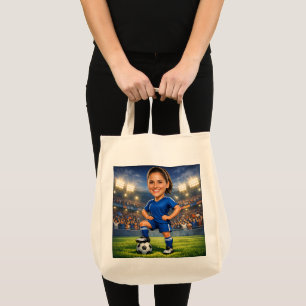 Anpassad Foto-Ansikte Fotboll Stjärna Karikatyr Tygkasse