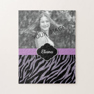 Anpassad foto av lila Glitter Glamous Pussel