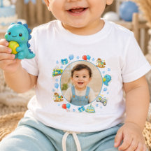Anpassad Foto Baby Pojke Födelsedags T-Shirt