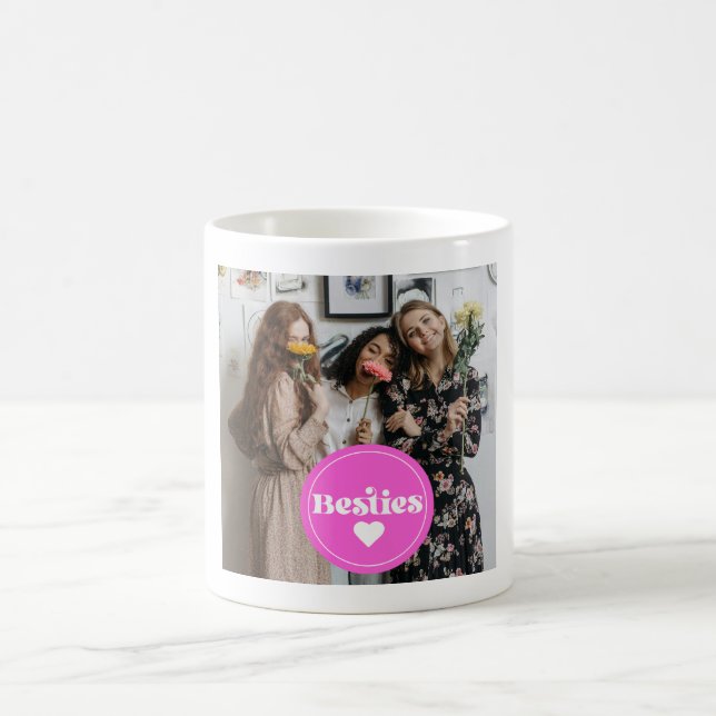 anpassad foto bästa vänner retro typografi rosa kaffemugg (Center)