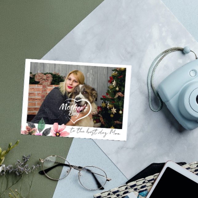 Anpassad foto Blommig Glad mors dag bästa hundmamm Helgkort (Skapare uppladdad)