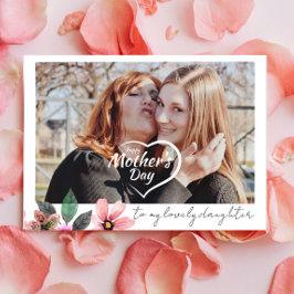 Anpassad Foto Blommig Glad Mors Dag Dotter Helgkort