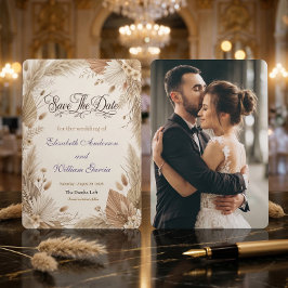 Anpassad Foto Boho Pampas Blommig Rustik Spara Datumet