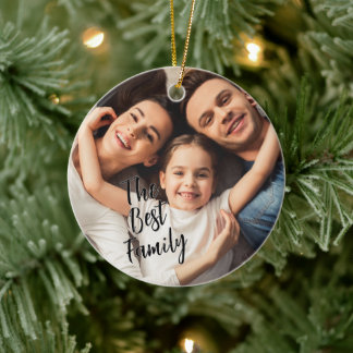 Anpassad Foto Den Bästa Familjen Julgransprydnad Keramik