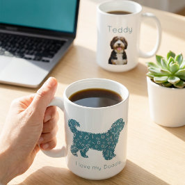 Anpassad Foto Doodle Mamma Personligt Namn Teal Kaffemugg