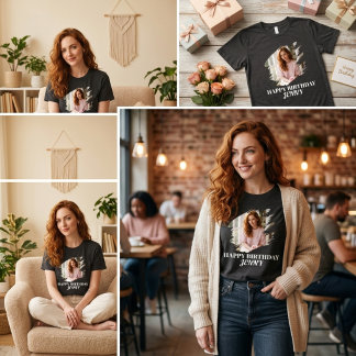 Anpassad Foto Födelsedag Kvinnor T Shirt