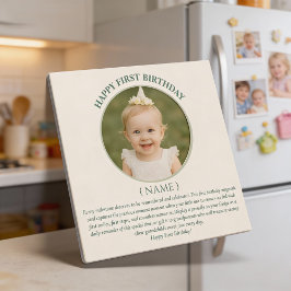 Anpassad Foto Första Födelsedag Sagegrön Tunn Magn Magnetisk Inbjudningskort