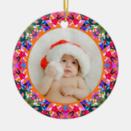 Anpassad Foto God Jul Modern Färgrik Julgransprydnad Keramik