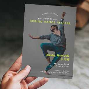 Anpassad Foto Grön Minimalistisk Dansrecital Inbjudningar