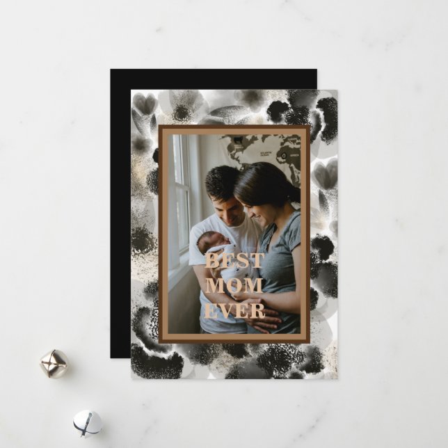 Anpassad Foto Guld Blommig Mors Dag Julkort (Fram/Back In Situ)