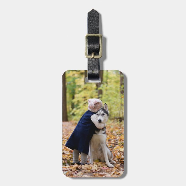 Anpassad Foto Hund Bagagebricka (Vertikal Framsida)