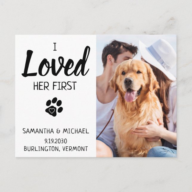 Anpassad Foto Hund Bröllop Save The Date Meddelande Vykort (Framsida)