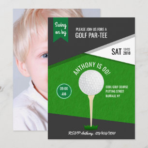 Anpassad foto Inbjudan med Golf-tema-Födelsedagsfe