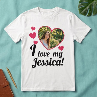Anpassad Foto Jag älskar min flickvän Namn Hjärtat T Shirt