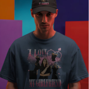 Anpassad Foto Jag älskar min flickvän Vintage Boot T Shirt