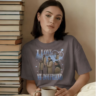 Anpassad Foto Jag älskar min pojkvän Vintage Bootl T Shirt