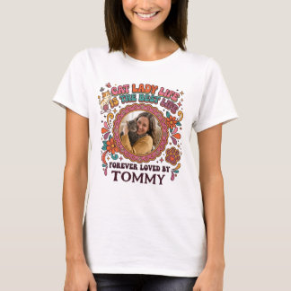 Anpassad Foto Kattdam Liv Groovy Retro T-Shirt