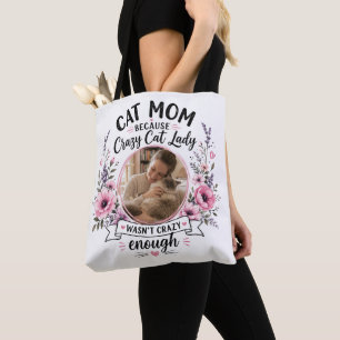 Anpassad Foto Kattmamma Blommig Toteväska  Tygkasse