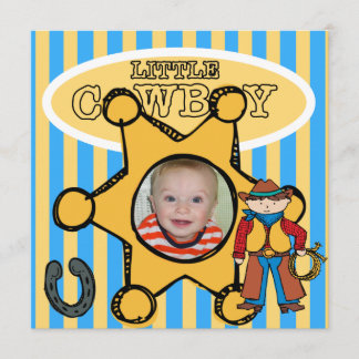 Anpassad Foto Lille Cowboy Western Födelsedag Inbjudningar