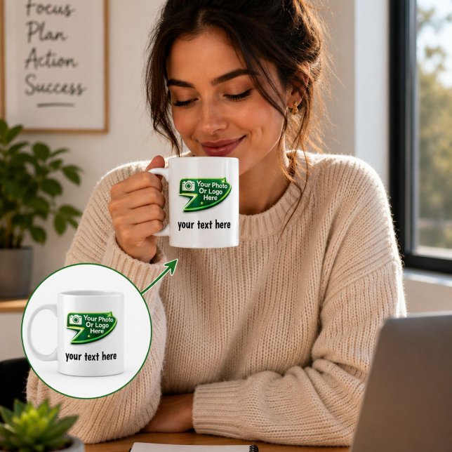 Anpassad foto-, logotyp- och textkaffemugg present kaffemugg (Skapare uppladdad)