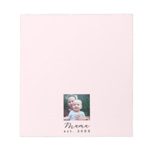 Anpassad Foto Mamma Barn Est. År Pastell Rosa Anteckningsblock
