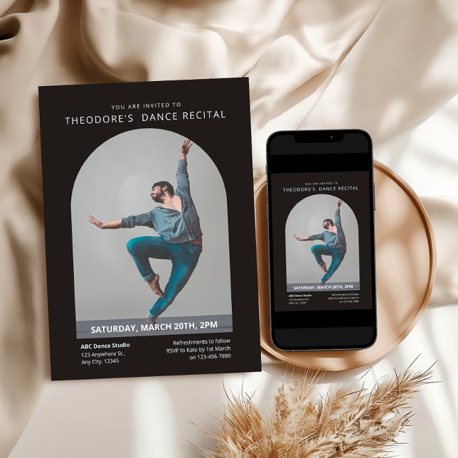 Anpassad Foto Modern Minimalistisk Dansrecital Inbjudningar (Custom Photo Modern Minimalist Dance Recital Invitation)