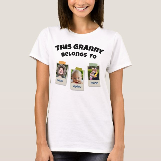 Anpassad Foto Mormor Farmor Tillhör T Shirt (Framsida)