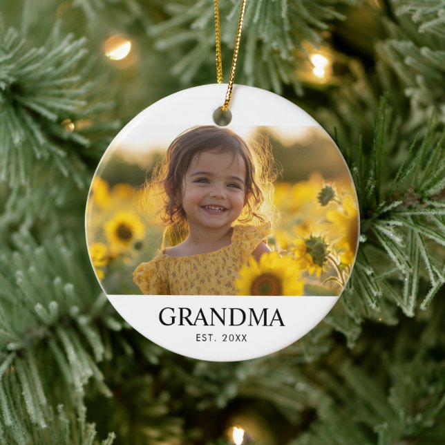 Anpassad Foto Mormor Julgransprydnad Keramik (Träd)