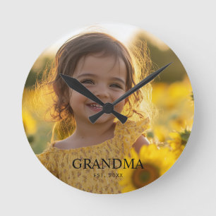 Anpassad Foto Mormor Rund Klocka