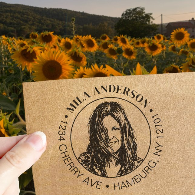 Anpassad Foto, Namn och Retur Träadress  Självfärgande Stämpel (Skapare uppladdad)