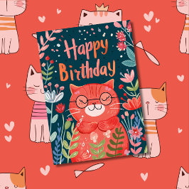 Anpassad Foto & Namn | Söt Katt Illustrationskonst Kort