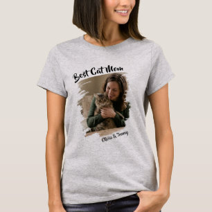 Anpassad Foto och Namn Bästa Kattmamma T-Shirt