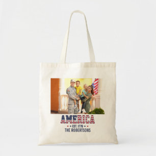 Anpassad Foto och Text Amerika Est 1776 Patriotisk Tygkasse