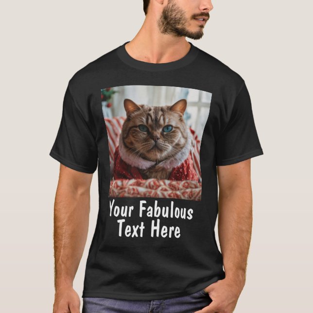 Anpassad Foto och Text Enkel T Shirt (Framsida)