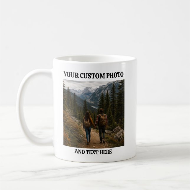 Anpassad foto och text Personlig kaffemugg (Vänster)