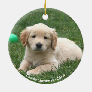 Anpassad Foto på Golden Retriever Valp Julgransprydnad Keramik