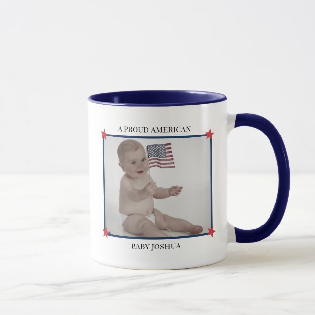 Anpassad Foto Patriotisk Baby Första 4 Juli Mugg (Höger)