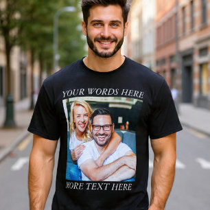 Anpassad Foto & Personlig Text Grafisk T-Shirt