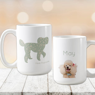 Anpassad Foto Pudel Hund Mamma Namn Salvia Grön Kaffemugg