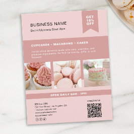 Anpassad Foto QR Bageri Rosa Flyer